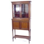 A Victorian mahogany glass-fronted display cabinet, with cupboard below, W76cm, H163cm, D33cm