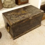 A Victorian stained pine tool box, W93cm, H50cm, D51cm