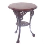 A circular pub table with a cast-iron base, W58cm, H70cm