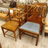 2 Georgian mahogany desk chairs, and 2 19th century side chairs