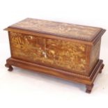 An Anglo-Indian hardwood and bone inlaid chest, the lid and side panels inlaid with exotic woods