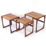 A mid-century nest of 3 teak coffee tables, largest W53cm