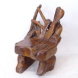 A root carved chair, H88cm