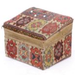 cm, HA small Antique upholstered Kilim box, W cm, Dcm