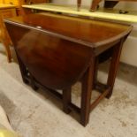 A mahogany drop leaf dining table on chamfered legs, W108cm, H73cm, D53cm