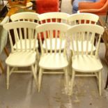 A set of 6 painted pine kitchen Windsor chairs