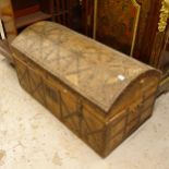 A 19th century studded leather-bound Spanish dome-top trunk, W105cm, H54cm