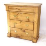 A Victorian pine Scottish chest, with an ogee frieze drawer and 3 further long drawers under,