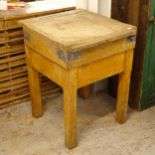 A butcher's block on stand, W66cm, H87cm, D73cm