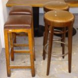 2 pairs of leather-seated bar stools, H77cm