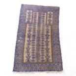 A blue ground Persian Beluchi prayer rug, 83cm x 142cm