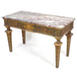 An Antique Continental console table of rectangular form, with a mauve and cream speckled marble
