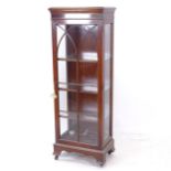 A reproduction mahogany single-door display cabinet, W53cm, H144cm, D34cm