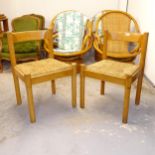 VICO MAGISTRETTI for HABITAT, a pair of 1960s' Carimate straw seated dining chairs, height 73cm