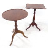 A 19th century mahogany tilt-top table, with dish top, W58cm, H73cm, and a 19th century mahogany