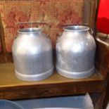 A pair of French galvanised metal milk carriers, H37cm