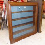 An oak-framed hanging display cabinet, with 4 shelves, W72cm, H73cm, D12cm