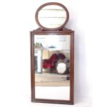 A 19th century rosewood and floral marquetry decorated 2-section wall mirror, W81cm, H187cm