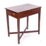 A mahogany occasional table, with single frieze drawer and cross stretchers, W53cm, H55cm, D35cm
