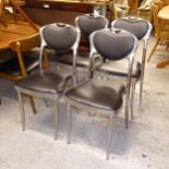 A set of 4 mid-century diner style chairs, in cast-aluminium, with maker's mark MB