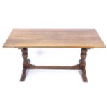 An oak refectory dining table, W167cm, H73cm, D82cm