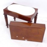 A Georgian mahogany bidet on turned legs, W60cm, H49cm, D37cm