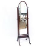 A mahogany framed cheval mirror, H158cm