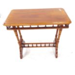 A Victorian mahogany rectangular stretcher table, W76cm, H68cm, D42cm