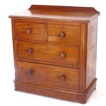 A Victorian mahogany 4-drawer dressing chest (lacking mirror to the top), W92cm, H95cm, D46cm
