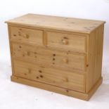 A modern pine chest of 2 short and 4 long drawers, W107cm, H79cm, D50cm