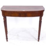 A 19th century fold over tea table, W92cm, H74cm, D45cm (folded)