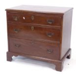 A small Antique mahogany 3-drawer chest on bracket feet, W80cm, H74cm, D48cm