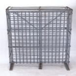 A French locking and gated double wine rack, W125cm, H129cm, D41cm