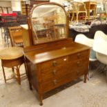 An Art Nouveau oak 4-drawer dressing chest, W107cm, H144cm, D49cm