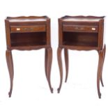 A pair of French oak single-drawer bedside cabinets, W38cm, H67cm