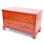 A Vintage painted mahogany low chest of 2 long drawers, W109cm, H66cm, D50cm