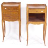 A pair of French walnut bedside chests, W34cm, H70cm