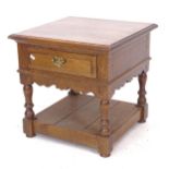 An Ipswich oak design 2-tier coffee table, with single frieze drawer, W52cm, H52cm