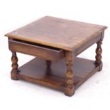 A Titchmarsh & Goodwin joined oak 2-tier lamp table, with single frieze drawer, on baluster turned