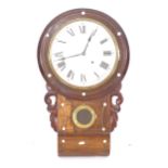 A 19th century rosewood drop-dial wall clock, single train movement, with pendulum, H68cm