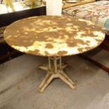 An Art Deco style cast-iron circular garden table, W98cm, H71cm