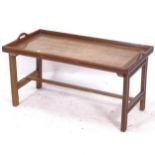An Anglo-Indian rectangular tray-top coffee table, with relief carved decoration, W92cm, H50cm,