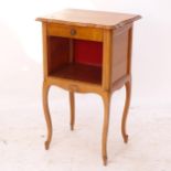 A French walnut bedside cupboard, with single drawer, W44cm, H73cm, D35cm