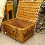 A Vintage wicker basket, for the Watford Steam Laundry Company, W74cm, H39cm, D55cm