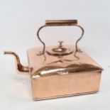 A large Victorian square copper ships kettle