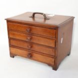 A Victorian table-top 4-drawer mahogany cabinet, with carrying handle, width 31.5cm