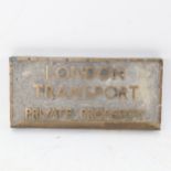 London Transport Private Property bronze pavement boundary marker, length 20cm
