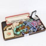 A tray of Vintage and other costume jewellery, compacts etc