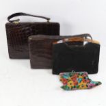 Various Vintage handbags, including crocodile