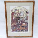 Linda Jane Smith, limited edition coloured print "the back room", 250/600, framed, 48cm x 65cm